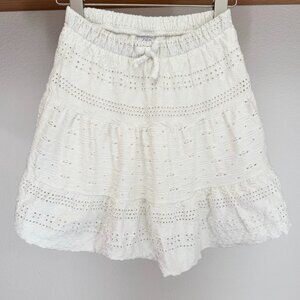 ZARA GIRLS WHITE BOHO EYELET COTTON LINED SKIRT DRAWSTRING 11-12 CLASSIC